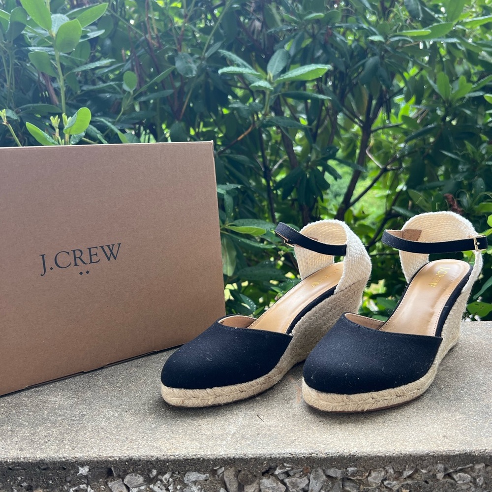 J.Crew Ankle Strap Espadrille Wedge Sandals New in Box Size 8 Preppy Coastal